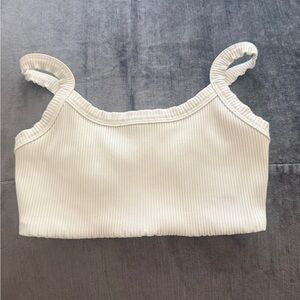 Year of Ours Ribbed Cream Crop Tank Top Bra— Small